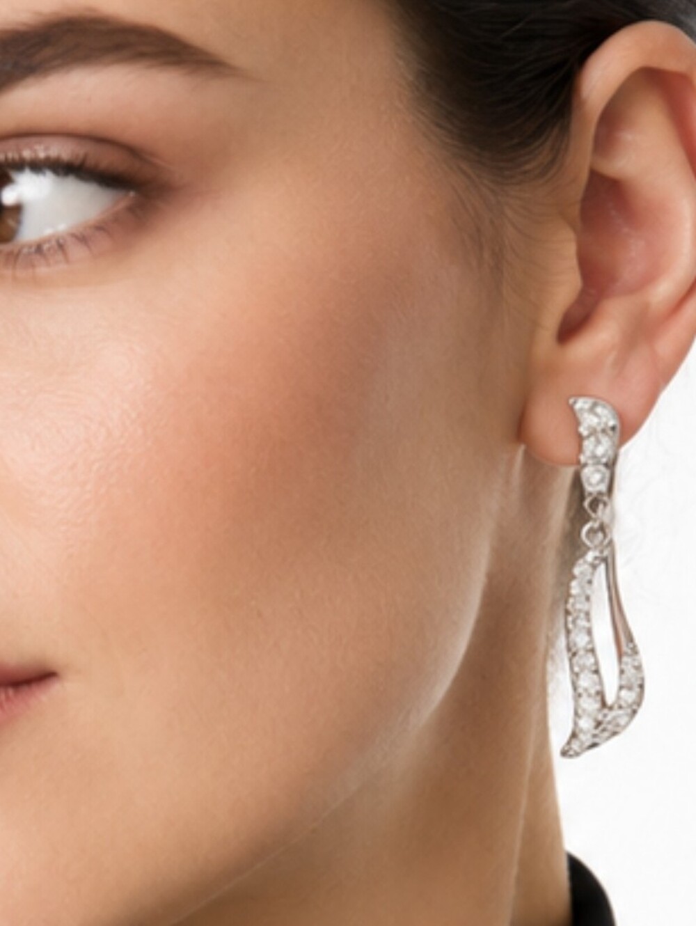 Swarovski Elegant Swoop Elegant Silver Crystal Drop Earrings Statement Piece